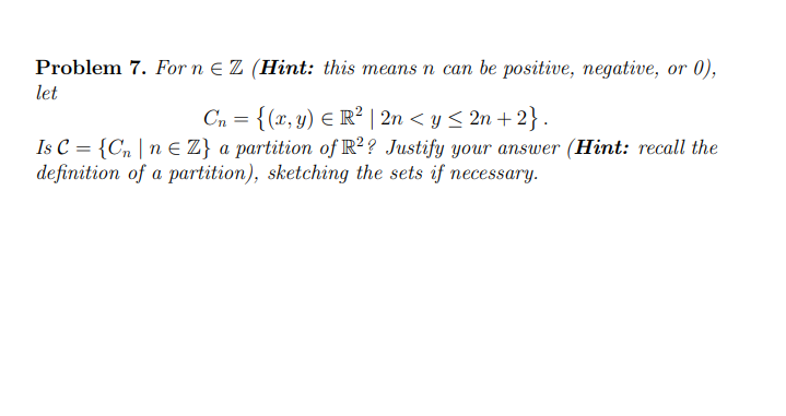 Solved Problem 7. For n E Z (Hint: this means n can be | Chegg.com