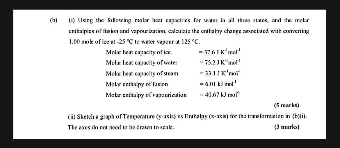 Solved (i) Using the following molar heat capacities for
