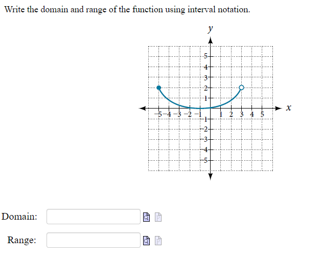 Solved Write the domain and range of the function using | Chegg.com