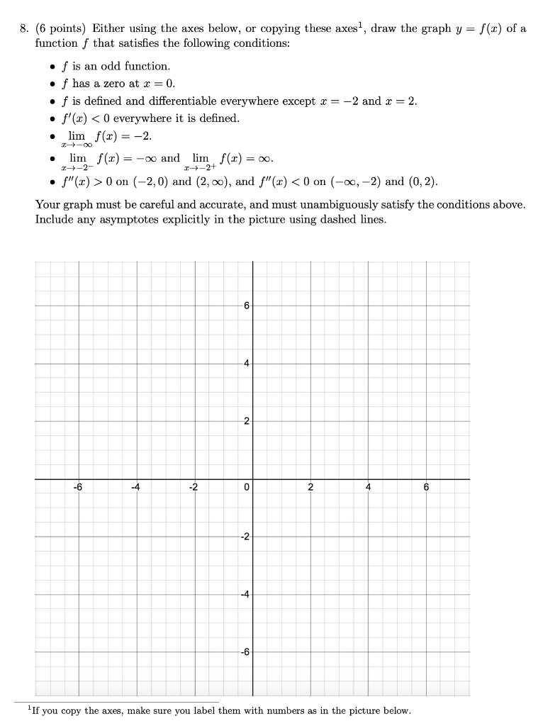 Solved . 8. (6 points) Either using the axes below, or | Chegg.com