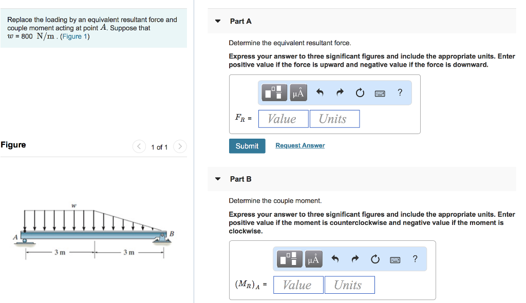 Solved Part A Replace The Loading By An Equivalent Resultant