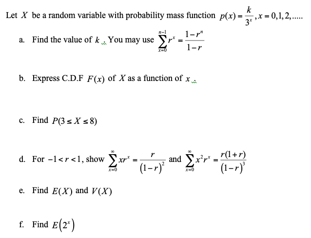 Solved Let X Be A Random Variable With Probability Mass F Chegg Com