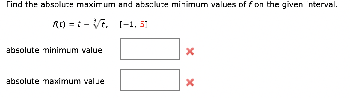 Solved Find the absolute maximum and absolute minimum values | Chegg.com