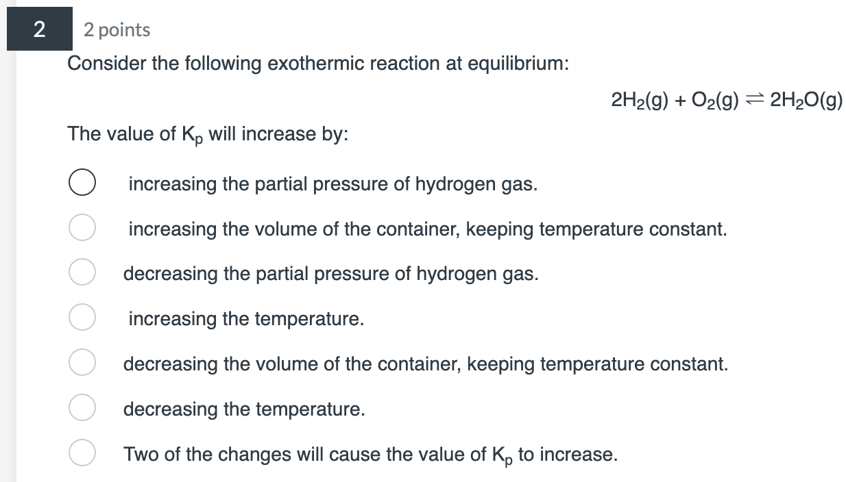 Solved Consider The Following Exothermic Reaction At | Chegg.com