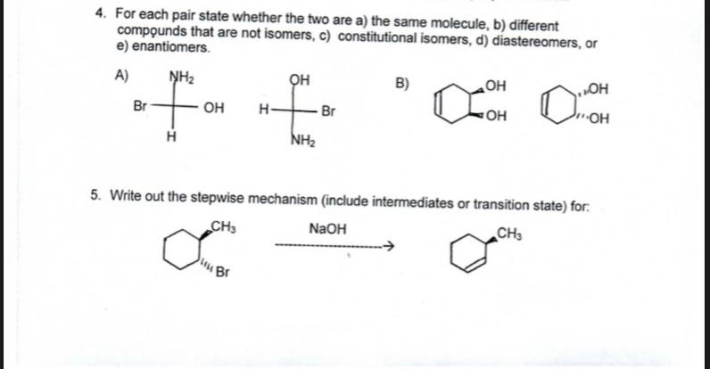 Solved 4. For each pair state whether the two are a) the | Chegg.com