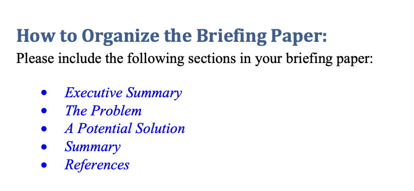 Solved Brief Description of the Briefing Paper: In the | Chegg.com