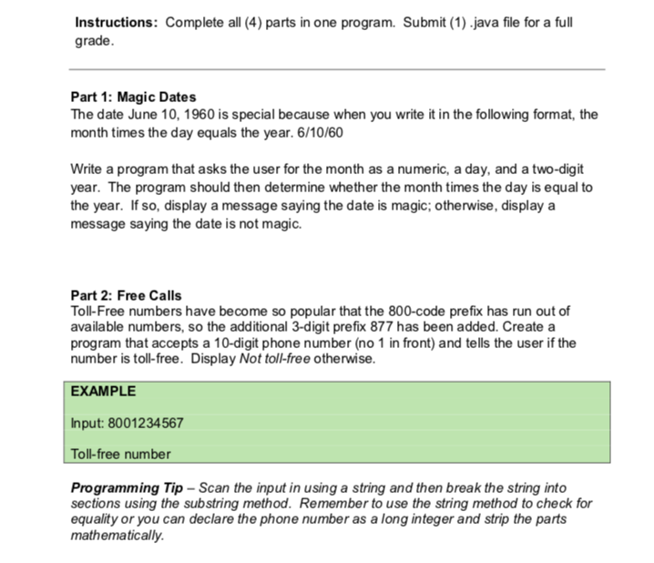 tutorial 4 - programming 1 tutorial 4 activity 1 write... Solved Instructions: Complete all (4) parts in one program. | Chegg.com