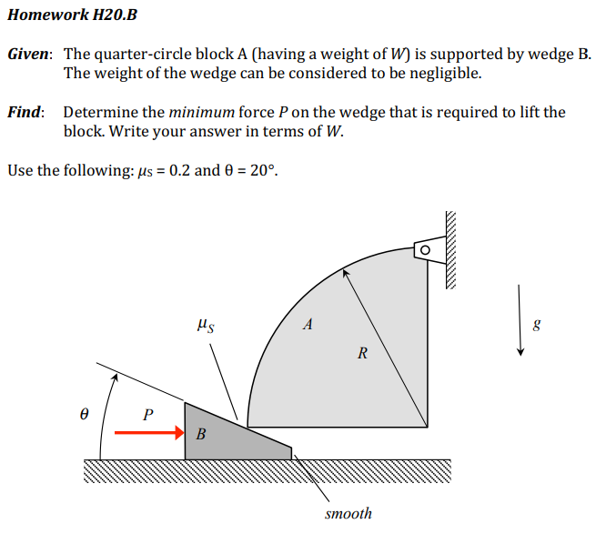 Solved Homework H20.B Given The quartercircle block A