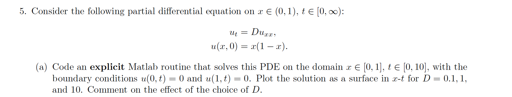 Solved 5. Consider the following partial differential | Chegg.com