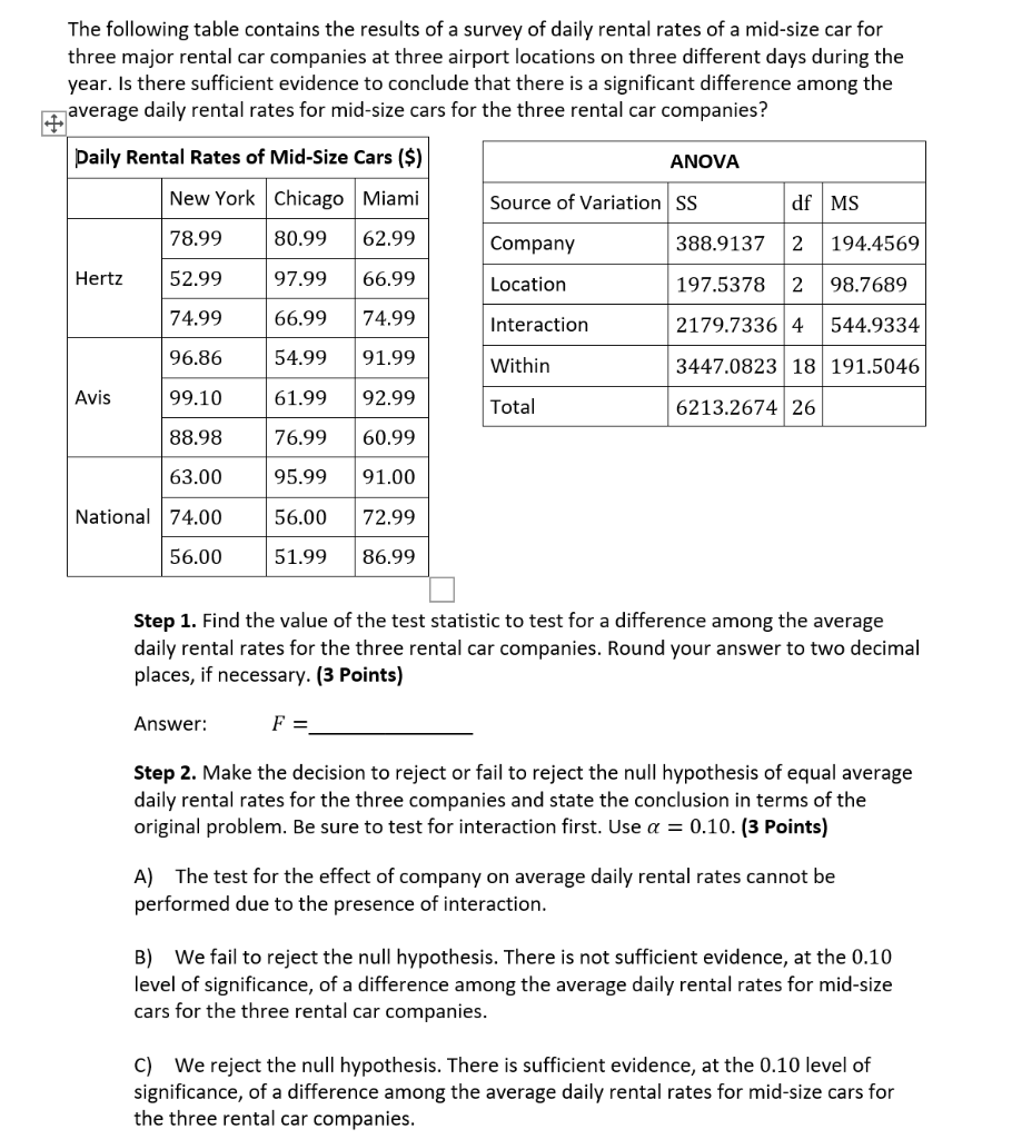 Solved The following table contains the results of a survey
