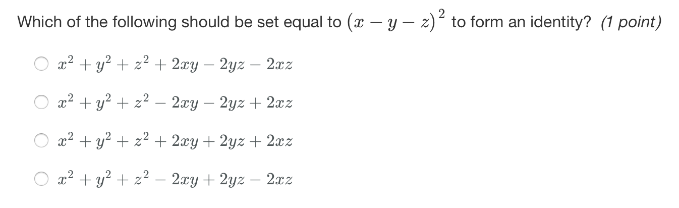 Solved Which Of The Following Should Be Set Equal To X Y Chegg Com