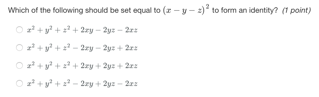 Which Of The Following Should Be Set Equal To X Y Chegg Com