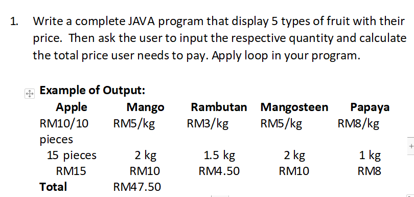 Solved 1. Write a complete JAVA program that display 5 types | Chegg.com