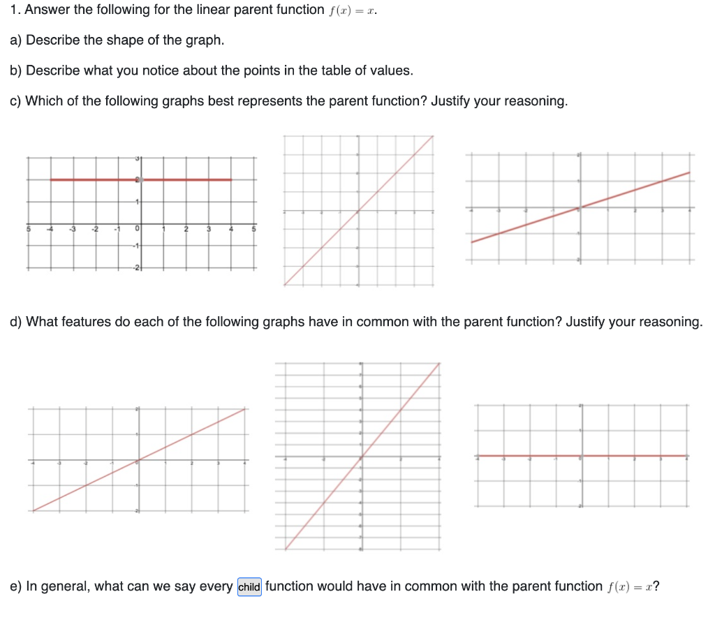 What Is The Equation For The Linear Parent Function