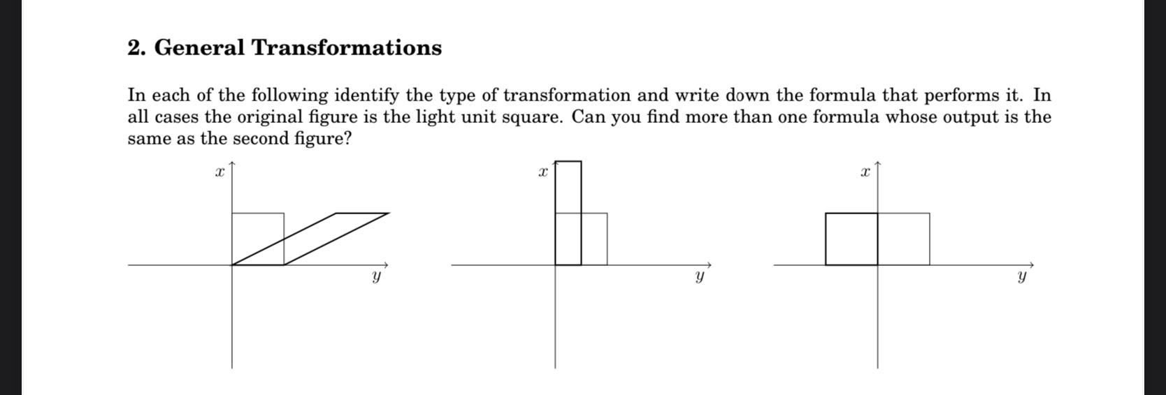 Solved 2. General Transformations In each of the following | Chegg.com