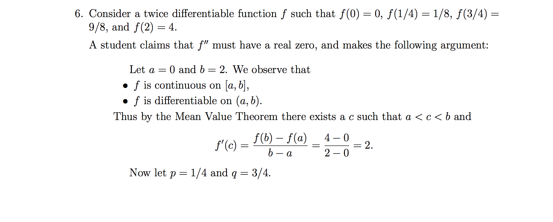 Solved 6. Consider a twice differentiable function f such | Chegg.com