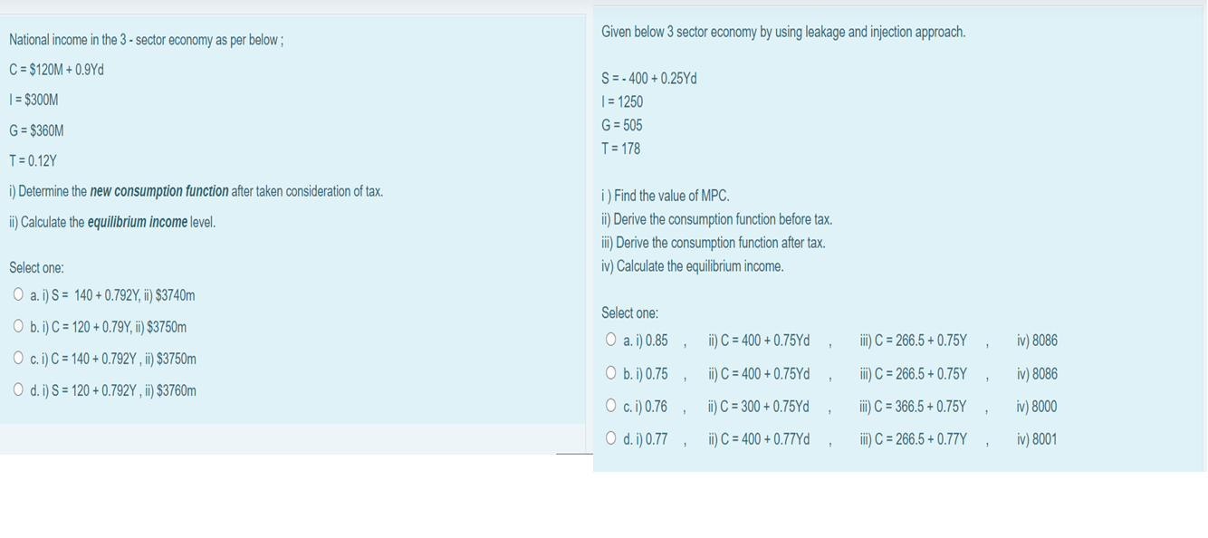 Solved National in the 3 sector economy as per