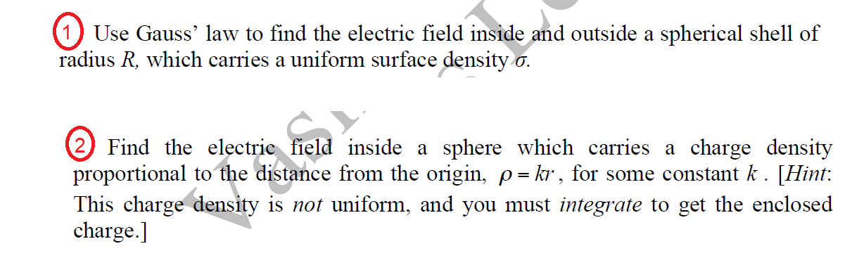 Solved Use Gauss' law to find the electric field inside and | Chegg.com
