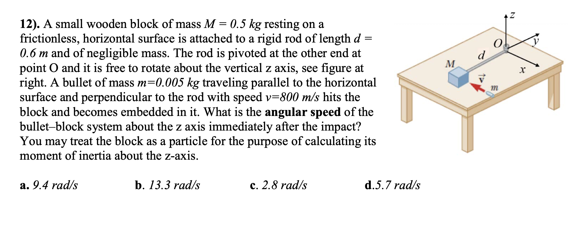 Solved 0 d М. X 12). A small wooden block of mass M = 0.5 kg