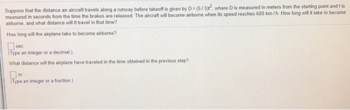 Solved Suppose that the distance an aircraft travels along a | Chegg.com