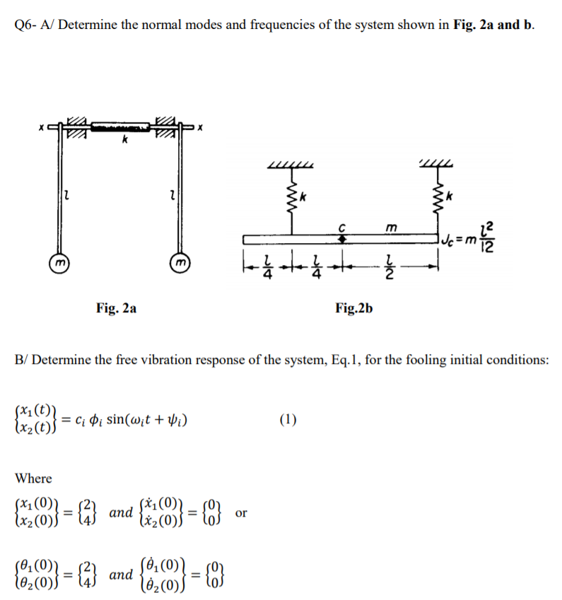 Q6- A/ Determine the normal modes and frequencies of | Chegg.com
