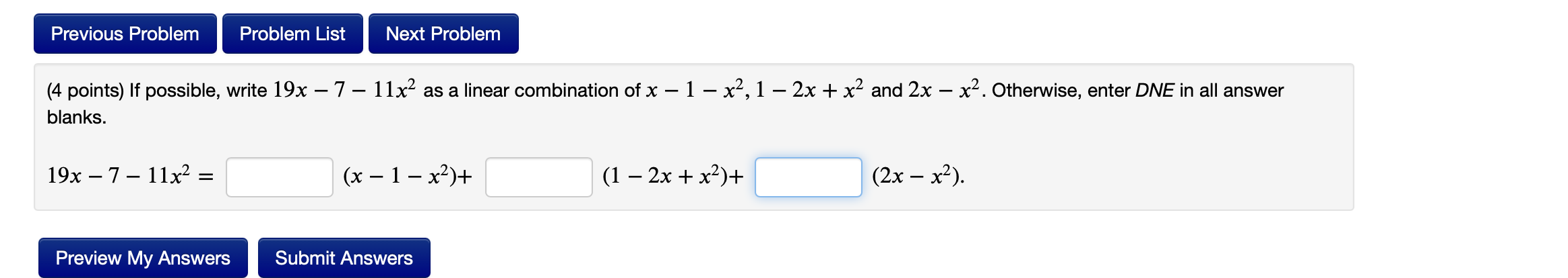 Solved Previous Problem Problem List Next Problem (4 Points) | Chegg.com