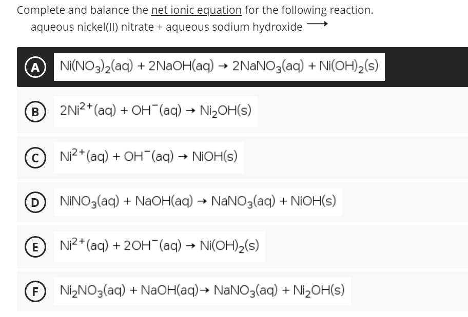 Solved Complete and balance the net ionic equation for the