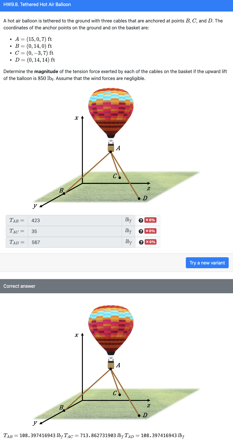 Solved A Hot Air Balloon Is Tethered To The Ground With | Chegg.com