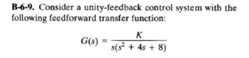 Solved B-6-9. Consider a unity-feedback control system with | Chegg.com