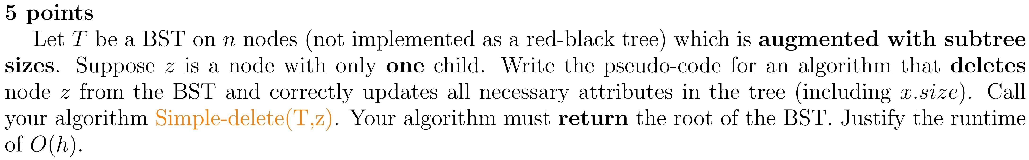 Solved 5 points Let T be the root node of a Binary Serach | Chegg.com