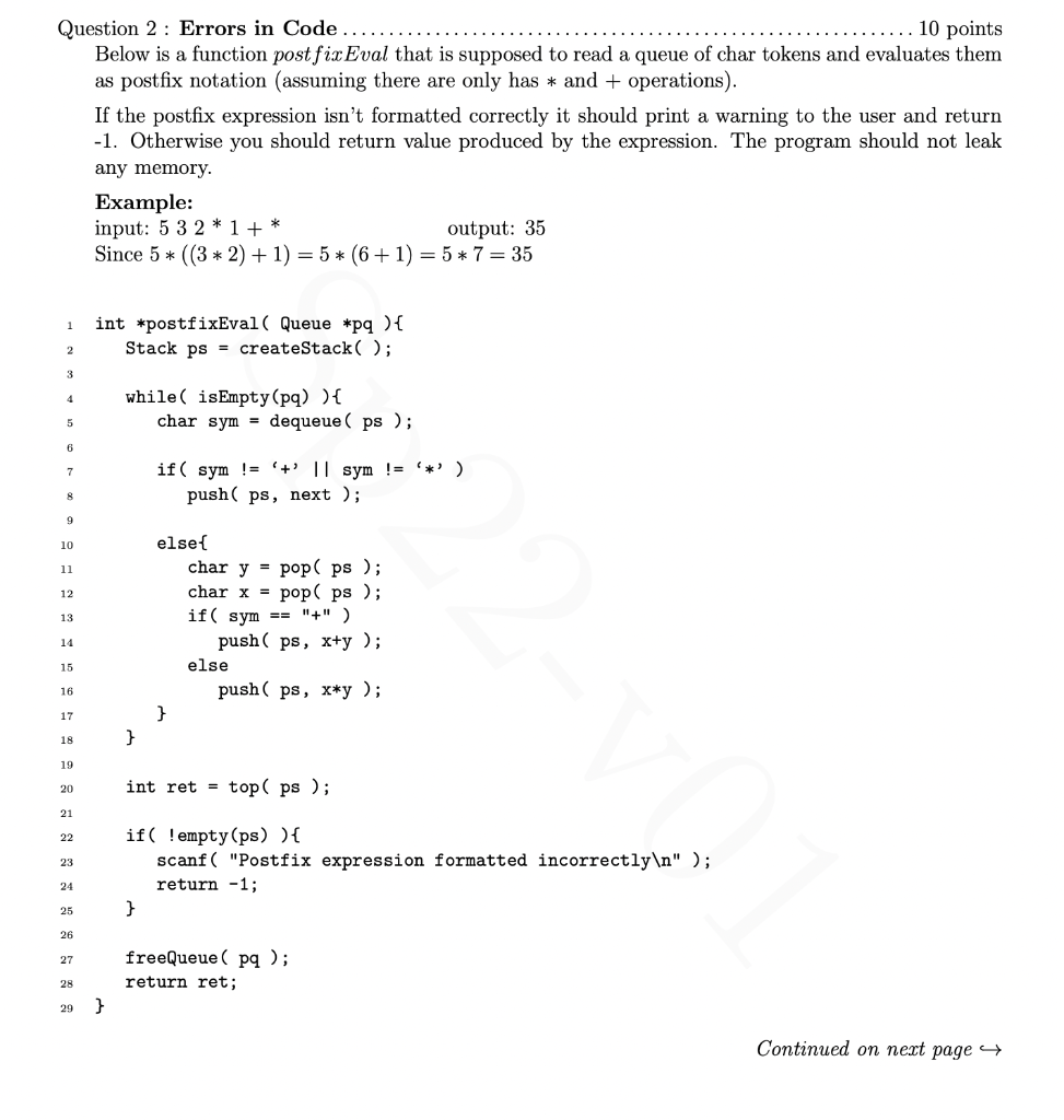 Solved 10 points Question 2: Errors in Code .. Below is a | Chegg.com