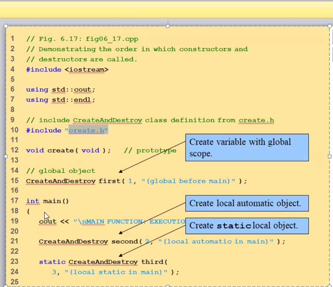 Object 1 constructor runs (global before main) MAIN | Chegg.com