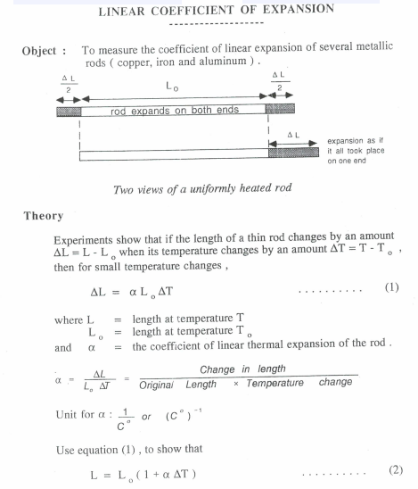 Solved LINEAR COEFFICIENT OF EXPANSION Object : To measure | Chegg.com
