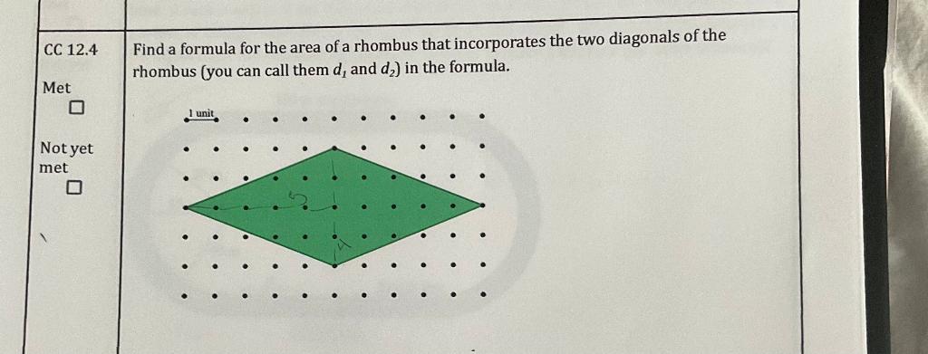 how to find the area of rhombus if diagonals are given