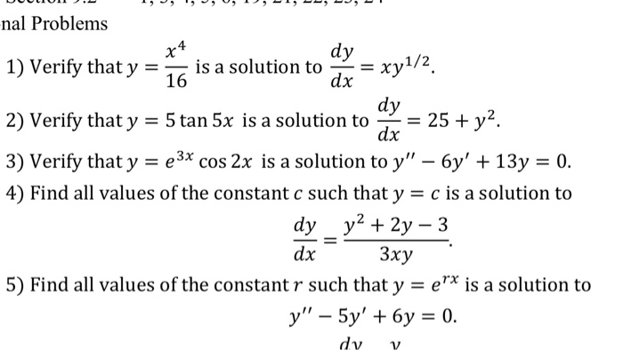 Solved nal Problems 4 1) Verify that yis a solution to 16 | Chegg.com