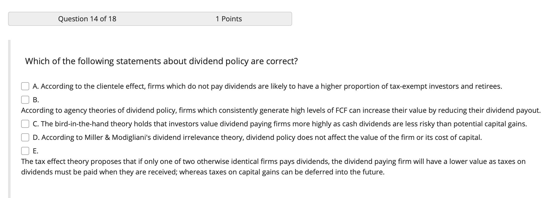 Solved Question 14 of 18 1 Points Which of the following | Chegg.com