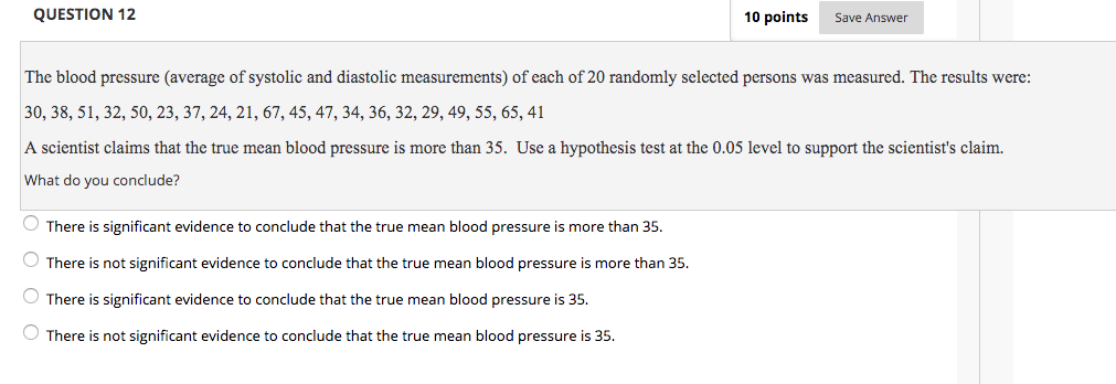 Solved QUESTION 8 10 points Save Answer The blood pressure | Chegg.com