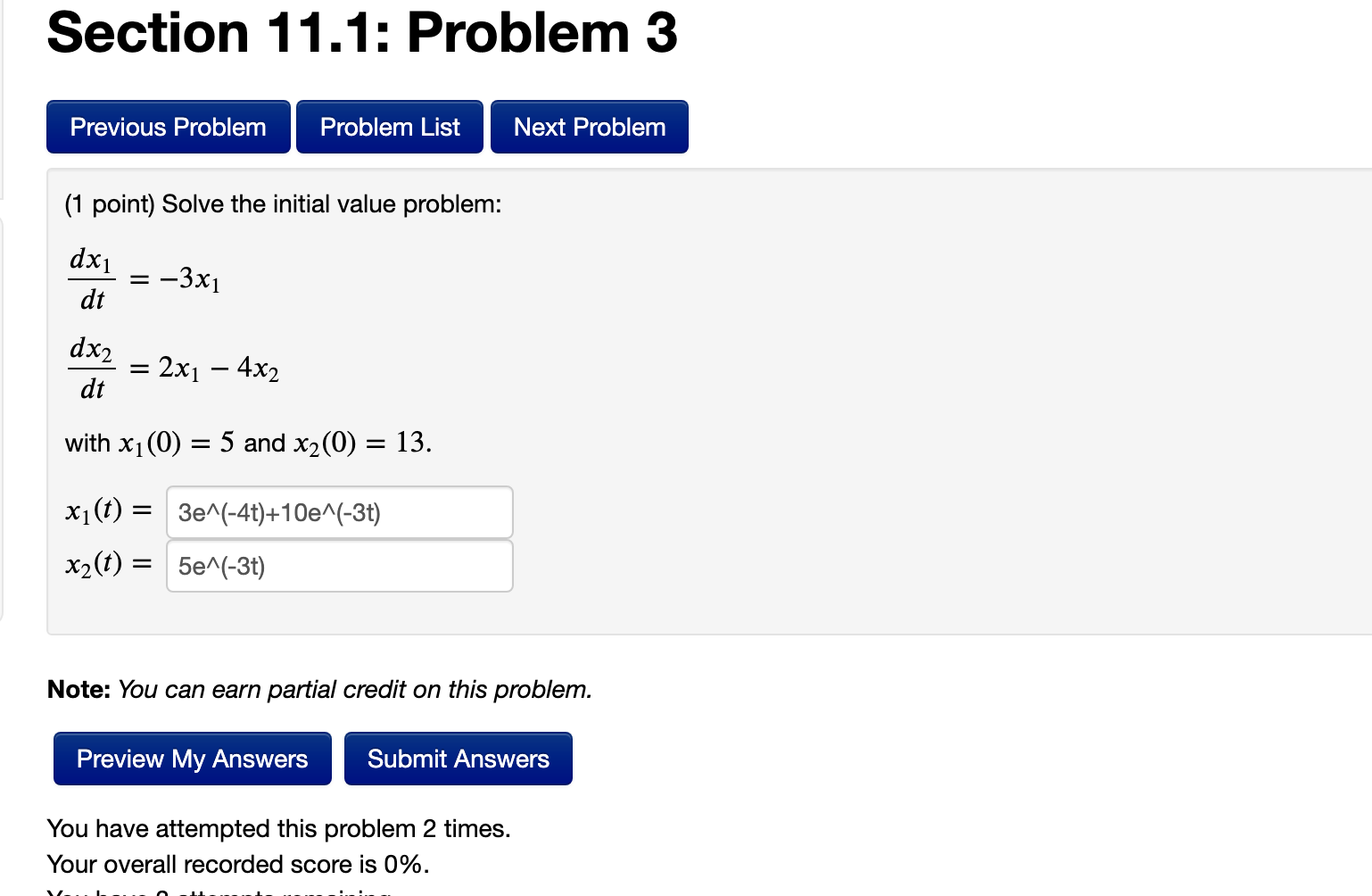 Solved Section 11.1: Problem 3 Previous Problem Problem List | Chegg.com