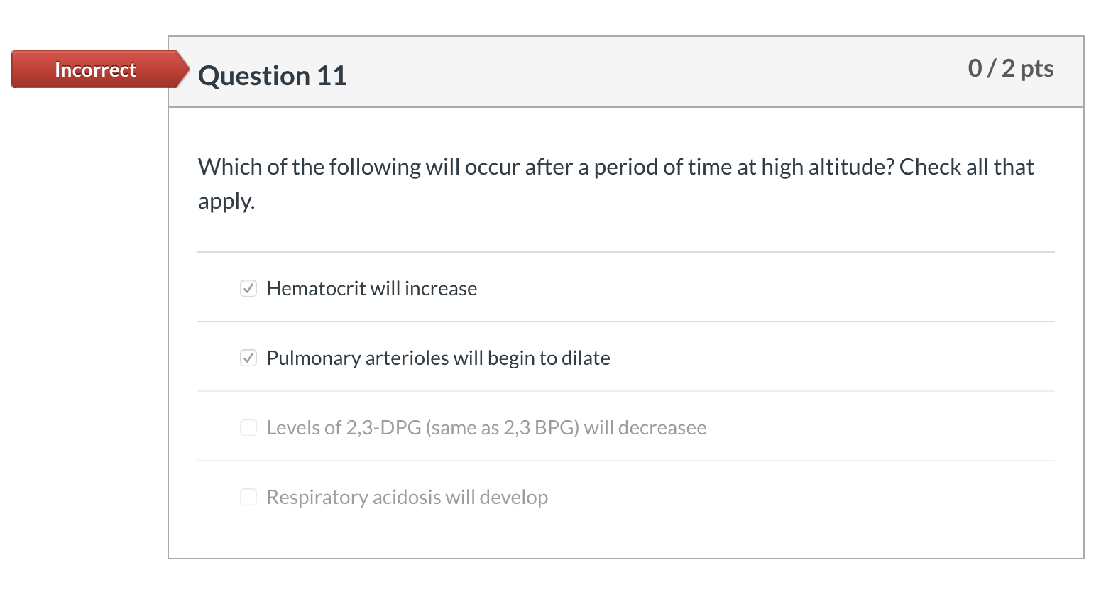 Incorrect Question 11 0/2 pts Which of the following | Chegg.com