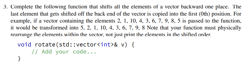 Solved 3. Complete the following function that shifts all | Chegg.com