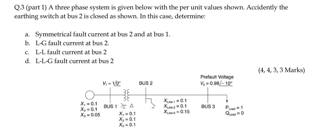 Solved Q.3 (part 1) A three phase system is given below with | Chegg.com