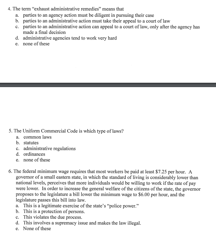 Solved 4. The term "exhaust administrative remedies" means