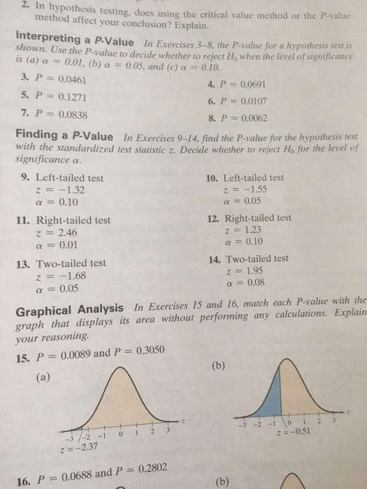 hypothesis using the critical value approach