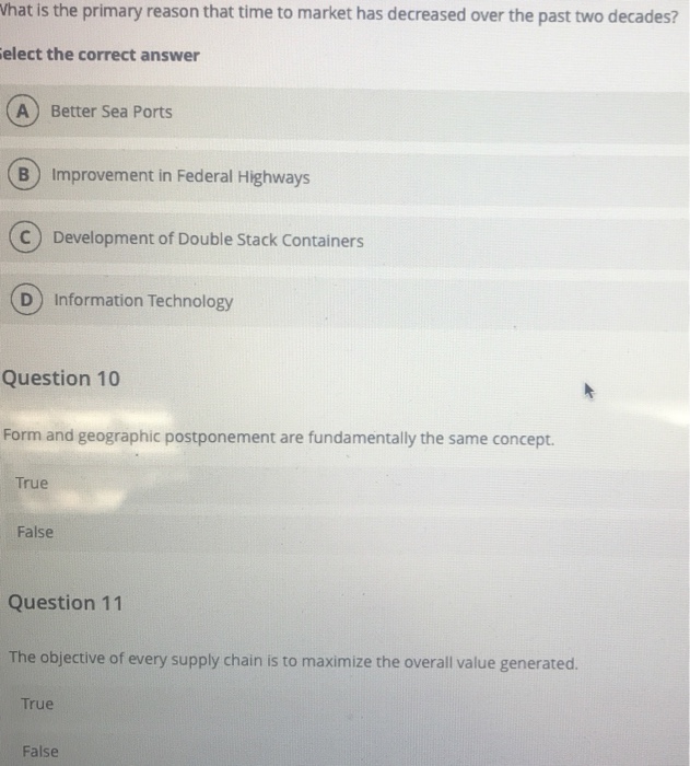 Solved What is the primary reason that time to market has | Chegg.com