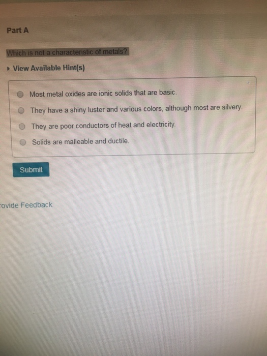 Solved Part A View Available Hint s O Most Metal Oxides Are Chegg
