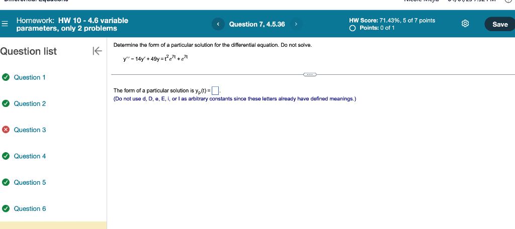 Determine the form of a particular solution for the | Chegg.com