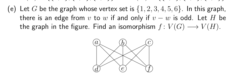 Solved (e) Let G be the graph whose vertex set is | Chegg.com