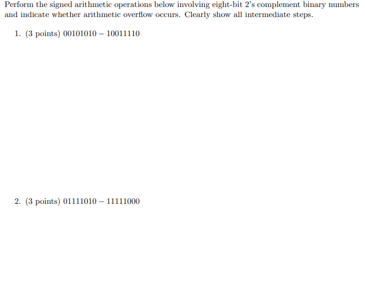 Solved Perform the signed arithmetic operations below | Chegg.com