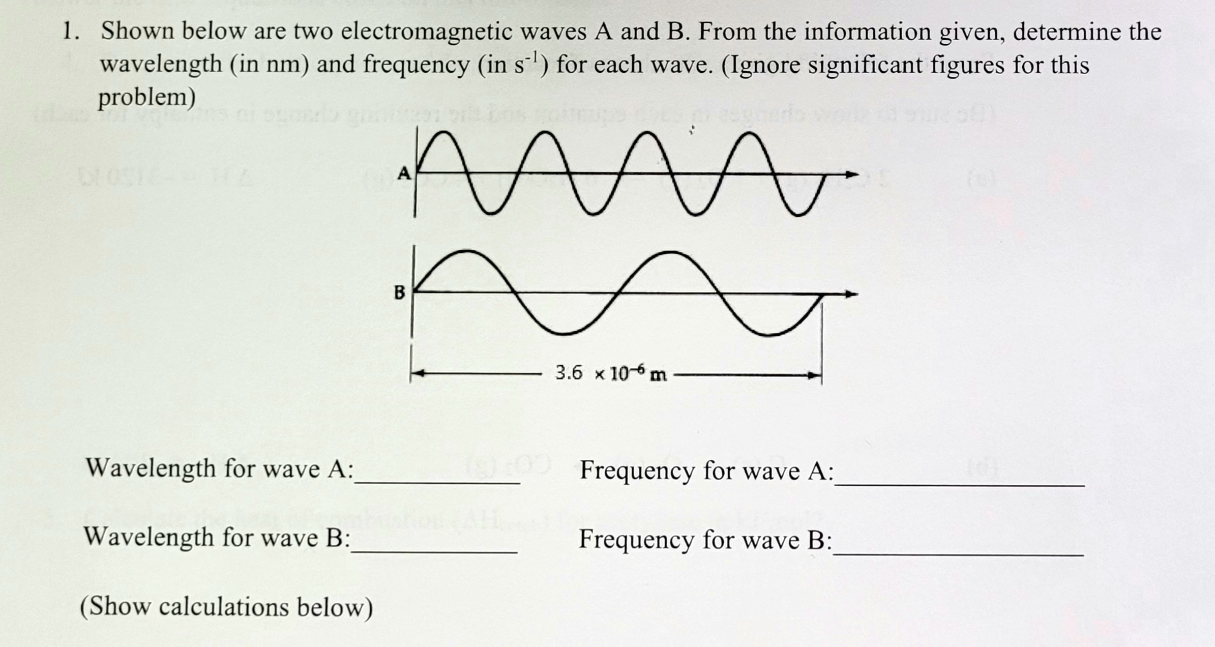 Solved 1. Shown Below Are Two Electromagnetic Waves A And B. | Chegg.com