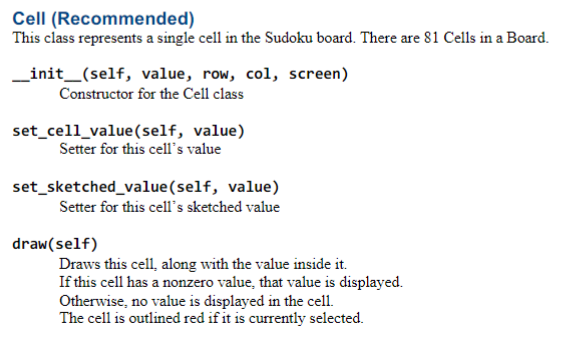 Solved Create cell class in python using pygameCell | Chegg.com